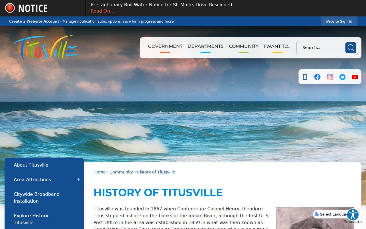 Titusville city directory official city history