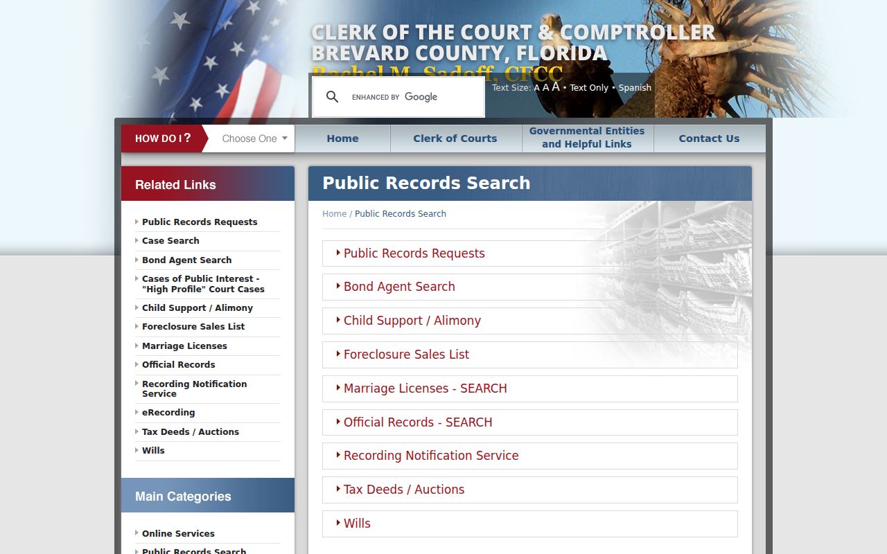 Brevard Clerk public records search hub for Titusville records