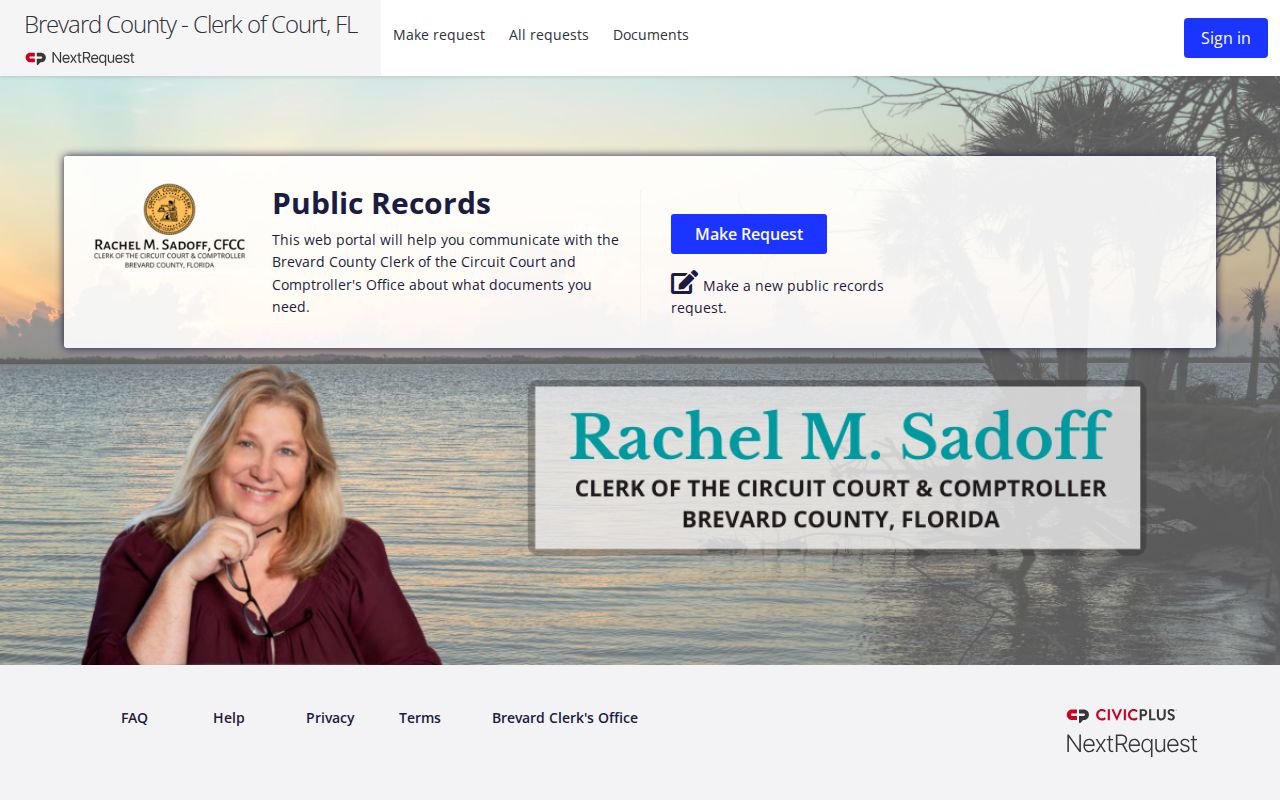Brevard Clerk NextRequest portal for Titusville record requests