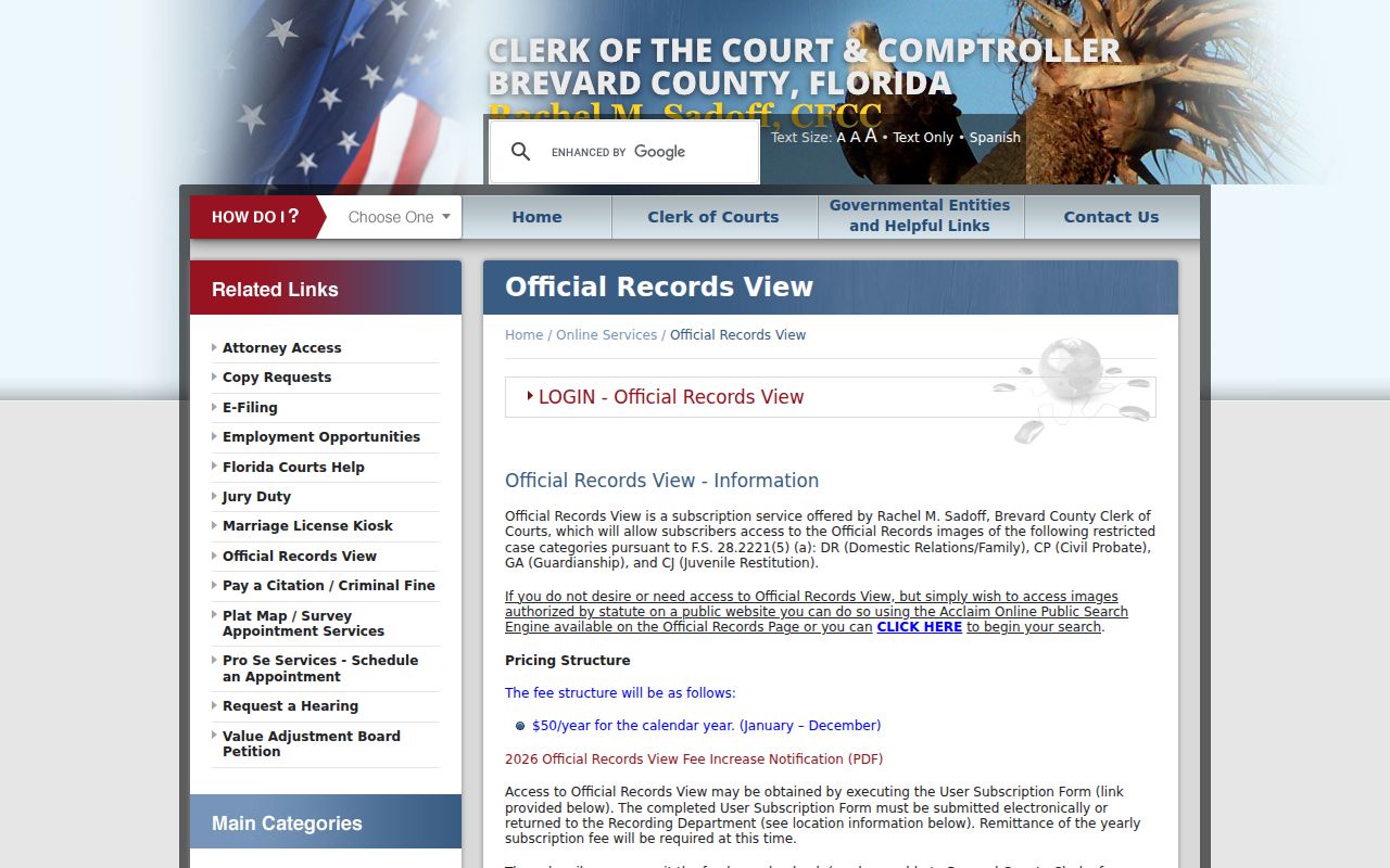Brevard Official Records View information for restricted record images