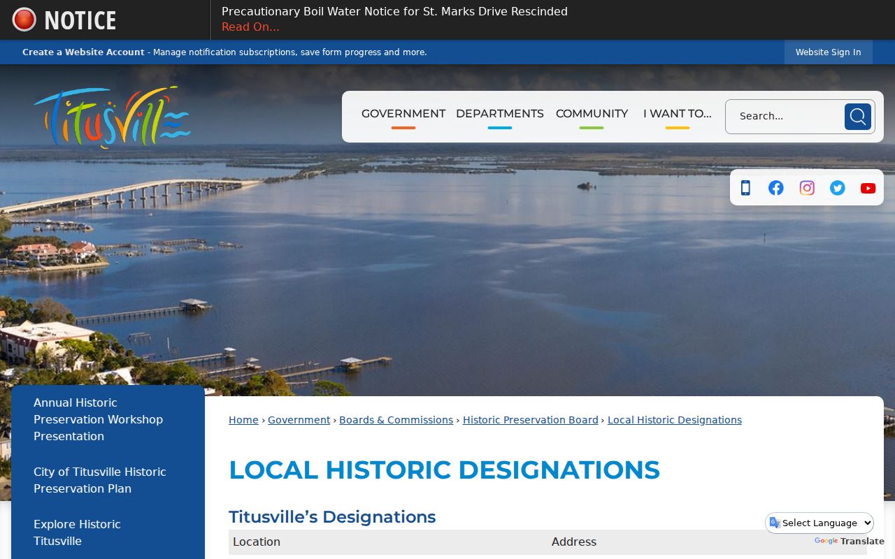 Titusville street directory historic properties by address