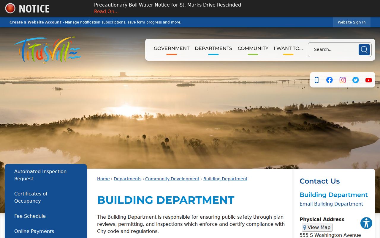 Titusville street directory Building Department record access