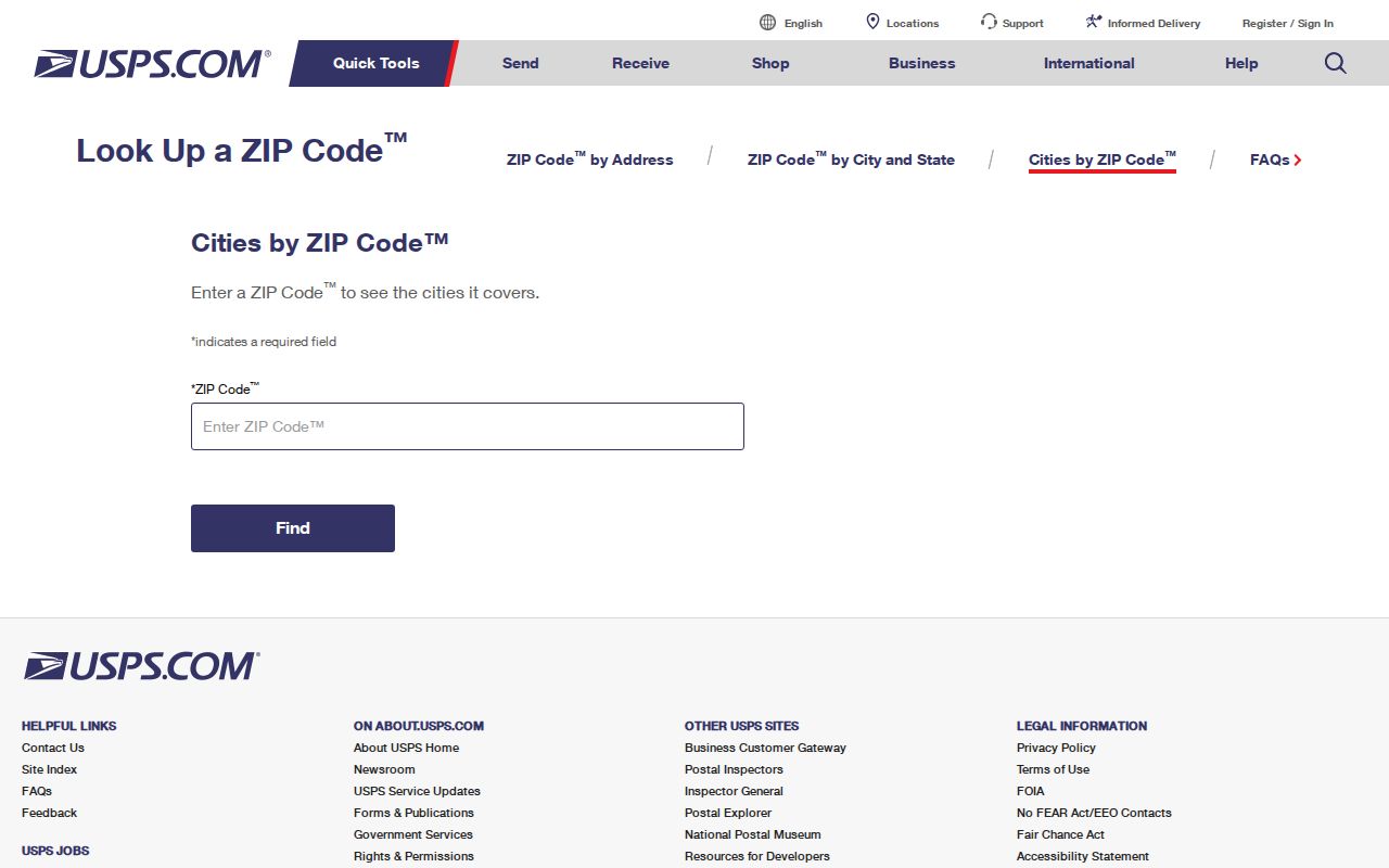 USPS lookup used to confirm a Titusville ZIP code